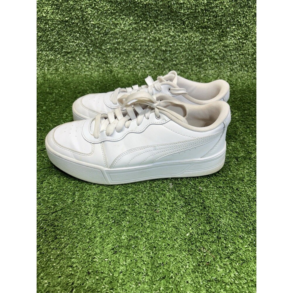 Puma Skye 374764-01 Womens White Leather Lace Up Low Top Sneaker Shoes Size 8.5